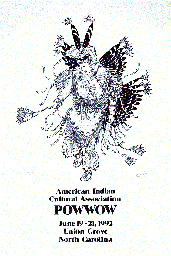 AICA Powwow<BR>1992<BR>20in x 26in<BR>Navy Blue on Off-White Paper<BR>Number Produced: 170<BR>$30