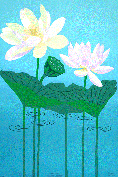 Sacred Lotus<BR>1985<BR>23in x 35in<BR>Off-White Paper<BR>Colors: 11<BR>Number Produced: 93<BR>$145